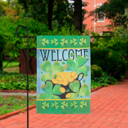 Pot of Gold "Welcome" St. Patrick's Day Outdoor Garden Flag - 12.5" x 18" - IMAGE 1