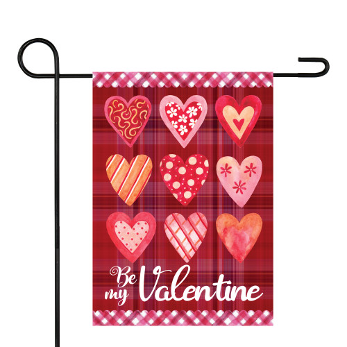 Be My Valentine Plaid and Heart Garden Flag 18" x 12.5" - IMAGE 1