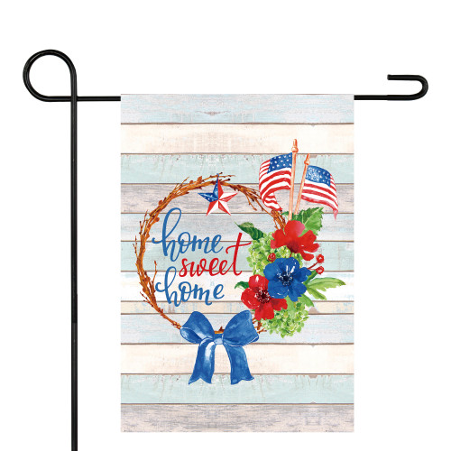 Home Sweet Home Wreath Patriotic Outdoor Garden Flag 18" x 12.5" - IMAGE 1