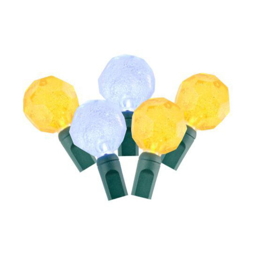 LED Multifaceted Berry Crystal Christmas String Lights - Gold and White - 12.5 ft Green Wire - 25ct - IMAGE 1
