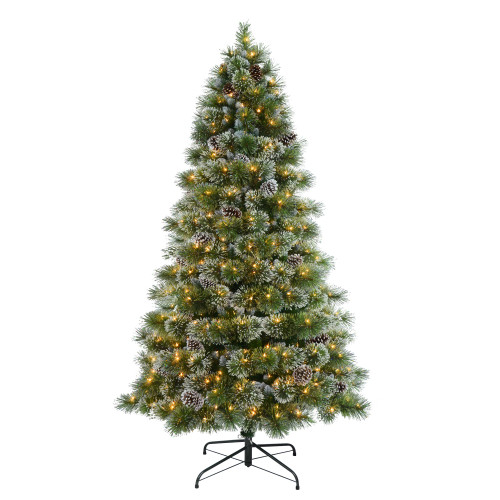 Pre-lit Frosted Medium Boulder Artificial Christmas Tree - 7.5’ - Clear Lights - IMAGE 1
