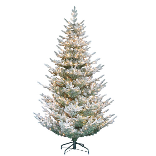 Pre-lit Flocked Hillside Spruce Artificial Christmas Tree - 7.5’ - Clear Lights - IMAGE 1
