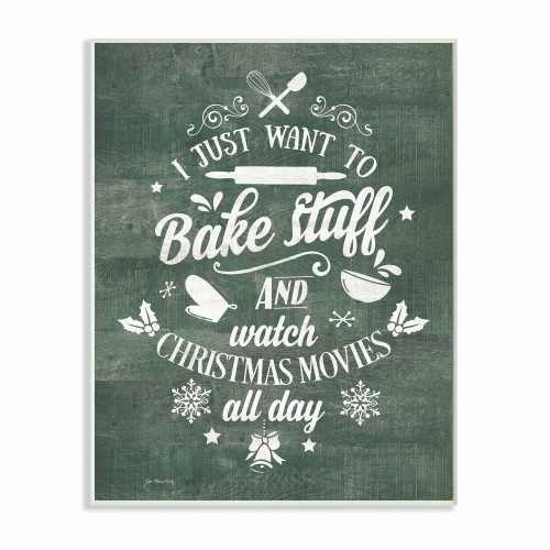 White and Green Bake Stuff Christmas Rectangular Oversized Wall Plaque Art 19" x 13" - IMAGE 1