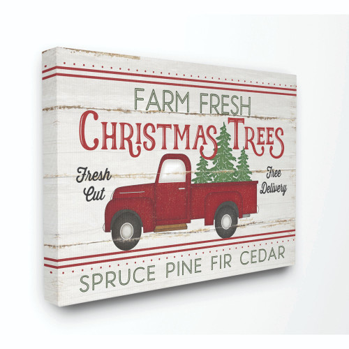 Red and Black Farm Fresh Christmas Trees Stretched Canvas Wall Art 16" x 20" - IMAGE 1