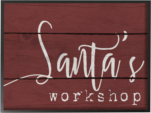 White and Brown "Santa's Workshop" Stretched Canvas Wall Art 20" x 16" - IMAGE 1