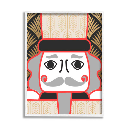 Gray and Red Nutcracker Soldier Geometrical Wall Framed Art Decor 14" x 11" - IMAGE 1