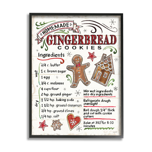 Brown and Red Gingerbread Cookies Cooking Instructions Framed Wall Art Decor 30" x 24" - IMAGE 1