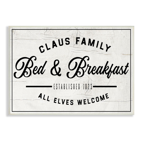 White and Black Claus Family Bed Breakfast Christmas Wall Plaque Art 19" x 13" - IMAGE 1