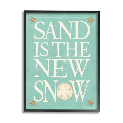 Blue and White "Sand is the New Snow" Nautical Framed Wall Art Decor 20" x 16" - IMAGE 1