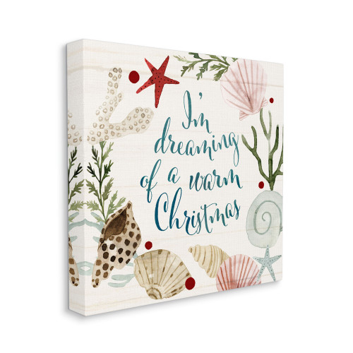 White and Blue Dreaming of Warm Nautical Beach Stretched Christmas Wall Art 24" - IMAGE 1