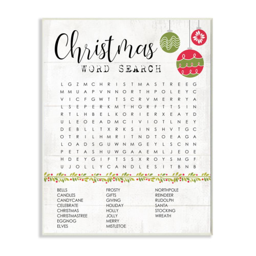White and Black Christmas Word Search Rectangular Wall Plaque Art Decor 19" x 13" - IMAGE 1