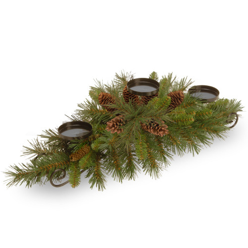 31" Pine Cone Artificial Christmas Centerpiece and Candle Holder - IMAGE 1