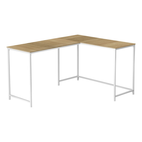 58.25" Brown and White Contemporary Rectangular L Shaped Computer Desk - IMAGE 1