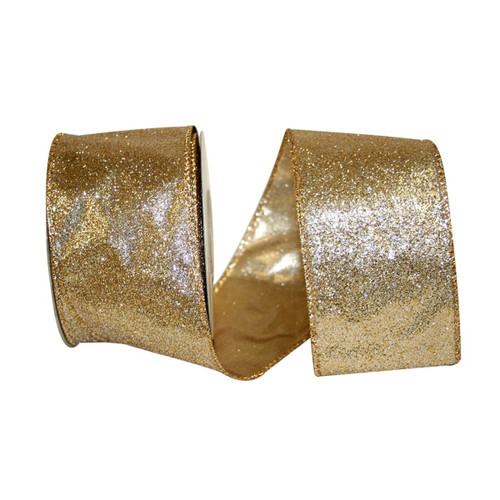 Gold and Silver Glitter Metallic Lame Wired Edge Ribbon 2.5" x 25 Yards - IMAGE 1