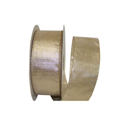 Gold Glitter Metallic Lame Glimmer Wired Edge Craft Ribbon 2.5" x 50 Yards - IMAGE 1