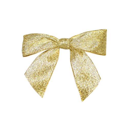100pc Gold Metallic Shimmer Large Twist Tie Bows, 0.875" - IMAGE 1