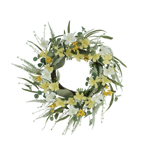 24" Vibrant Puleo International Artificial Dogwood Floral Spring Wreath - IMAGE 1