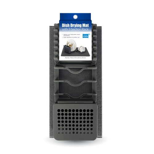 17.5" Solid Gray Rectangular Dish Drying Mat with Rack - IMAGE 1