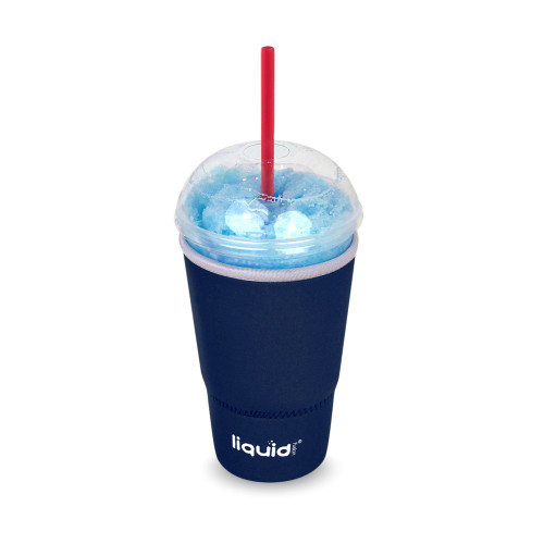 Set of 3 Navy Blue and Gray Travel Coffee Cup Slushie Sleeve - IMAGE 1