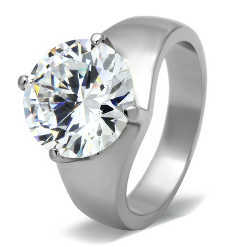 Women's Stainless Steel Solitaire Engagement Ring with CZ - Size 7 (Pack of 2) - IMAGE 1
