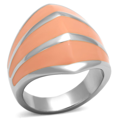 Women's Stainless Steel Ring with Orange Epoxy - Size 9 (Pack of 2) - IMAGE 1