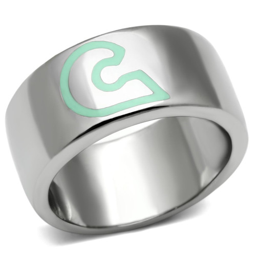 Women's Stainless Steel Ring with Blue and Green Epoxy - Size 9 (Pack of 3) - IMAGE 1