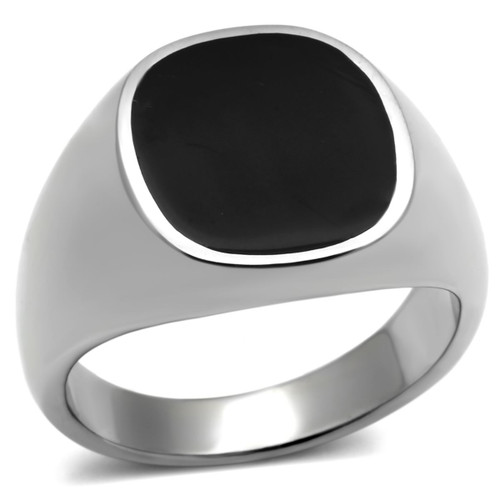 Stainless Steel Men's Flair Ring with Jet Black Epoxy - Size 9 (Pack of 2) - IMAGE 1