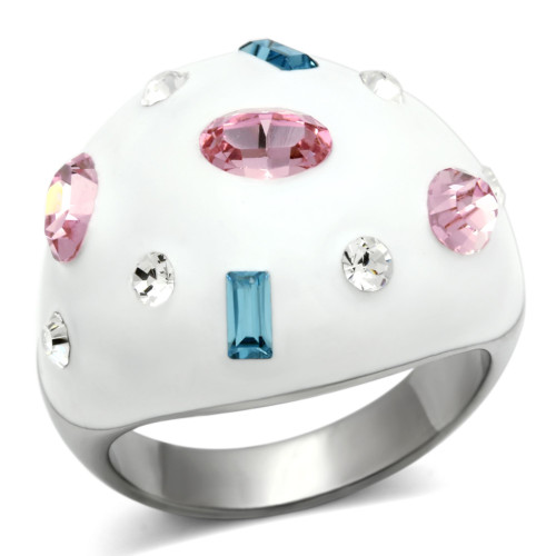 Stainless Steel Women's Ring with Multi Color Crystals - Size 9 (Pack of 2) - IMAGE 1
