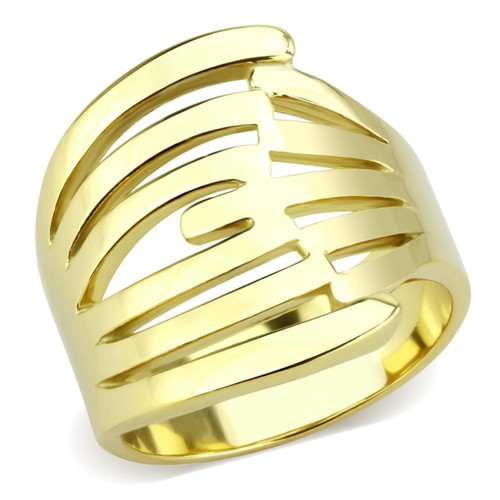Gold Ion Plated Single Tone Stainless Steel Women's Ring - Size 10 (Pack of 2) - IMAGE 1
