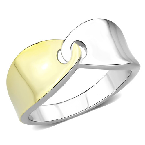 Women's Two Tone Gold Ion Plated Stainless Steel Ring - Size 9 (Pack of 2) - IMAGE 1