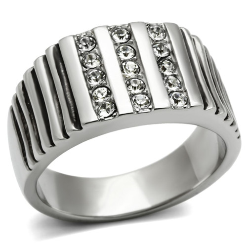 Stainless Steel Men's Ring with Crystals - Size 10 (Pack of 2) - IMAGE 1