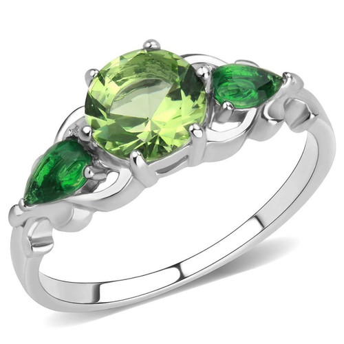 Women's Stainless Steel Engagement Ring with Synthetic Peridot Glass Stones - Size 7 (Pack of 2) - IMAGE 1