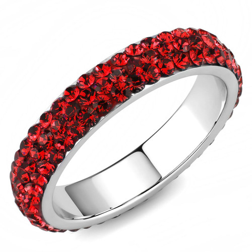 Stainless Steel Pave Women's Ring with Siam Crystals - Size 10 - IMAGE 1