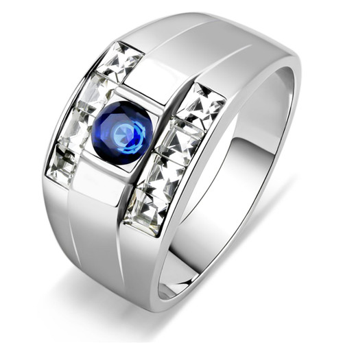 Stainless Steel Men's Ring with Blue Montana Synthetic Glass Stone - Size 13 (Pack of 2) - IMAGE 1