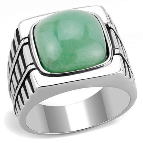 Men's Stainless Steel Ring with Emerald Synthetic Jade - Size 10 (Pack of 2) - IMAGE 1