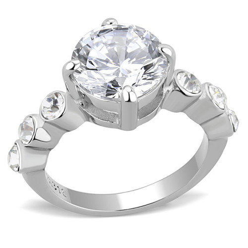 Women's Stainless Steel Prong Engagement Ring with Cubic Zirconia - Size 8 (Pack of 2) - IMAGE 1