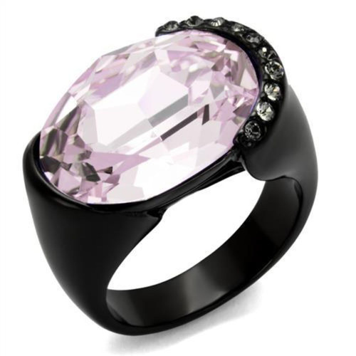 Women's Stainless Steel Ring with Light Amethyst Crystal - Size 5 - IMAGE 1