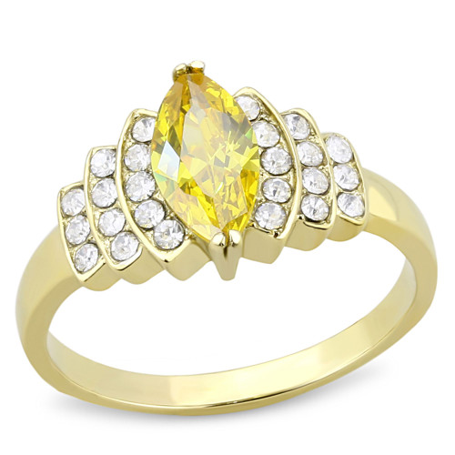 Women's Stainless Steel Engagement Ring with Yellow Topaz Cubic Zirconia - Size 10 (Pack of 2) - IMAGE 1