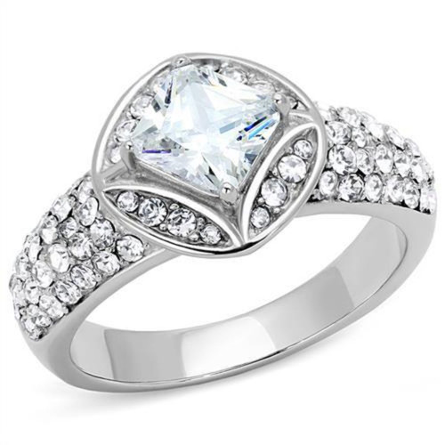 Women's Stainless Steel Engagement Ring with Square CZ - Size 7 (Pack of 2) - IMAGE 1