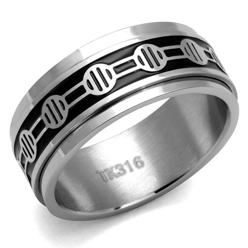 Men's High Polished Stainless Steel Straight Ring with Jet Black Epoxy, Size 11 (Pack of 2) - IMAGE 1