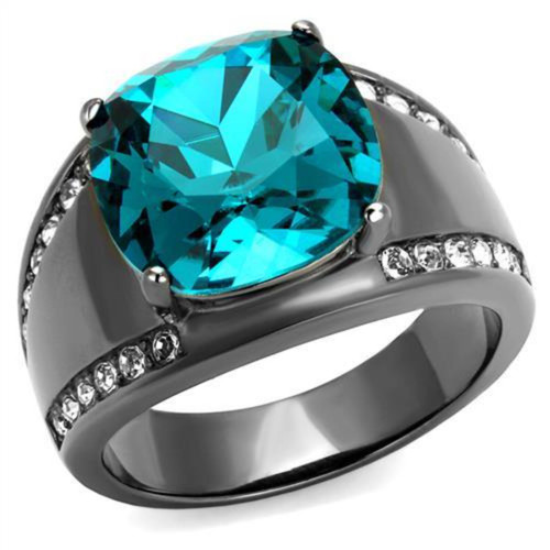 Stainless Steel Women's Engagement Ring with Blue Zircon Crystal - Size 5 - IMAGE 1