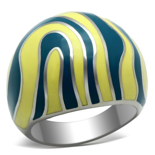 Women's High Polished Stainless Steel Yellow and Blue Ring - Size 5 (Pack of 2) - IMAGE 1