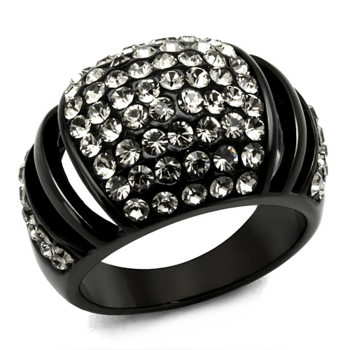 Women's Light Black IP Stainless Steel Ring with Hematite Crystals - Size 9 - IMAGE 1