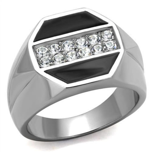 Men's Stainless Steel Epoxy Ring with Clear Top Grade Crystals - Size 8 (Pack of 2) - IMAGE 1