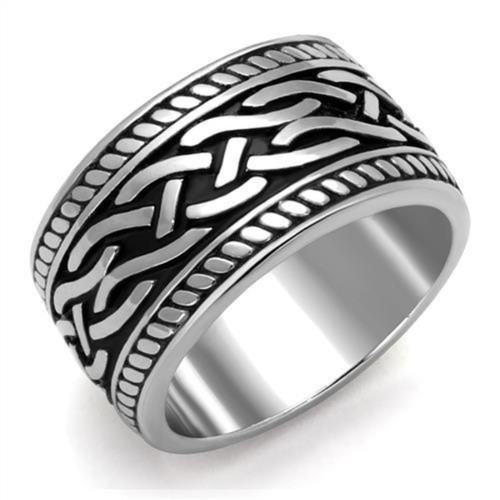 Men's High Polished Stainless Steel Epoxy Black Jet Ring - Size 9 (Pack of 2) - IMAGE 1