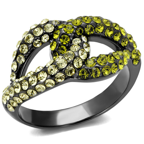 Women's Light Black IP Stainless Steel Infinity Ring with Multicolor Crystals - Size 7 - IMAGE 1