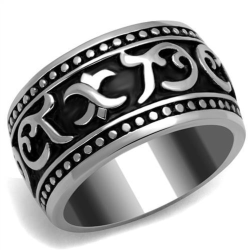High Polished Stainless Steel Epoxy Black Jet Men's Ring - Size 9 (Pack of 2) - IMAGE 1