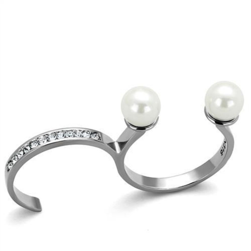 Women's Gold IP Stainless Steel Cuff Ring with White Synthetic Pearls - Size 5 (Pack of 3) - IMAGE 1