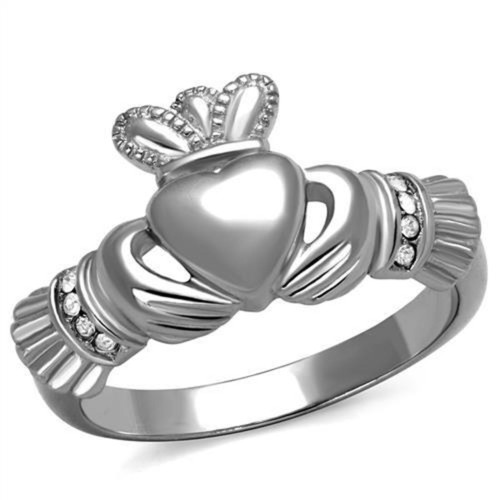 Women's Stainless Steel Heart Shaped Ring with Clear Crystals - Size 9 (Pack of 2) - IMAGE 1