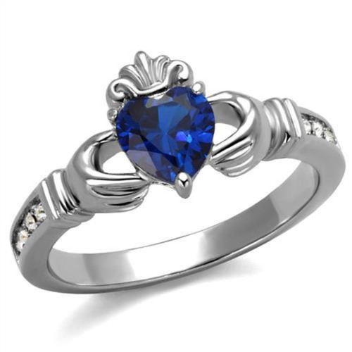 Women's Stainless Steel Ring with London Blue Synthetic Spinel Stone - Size 8 (Pack of 2) - IMAGE 1